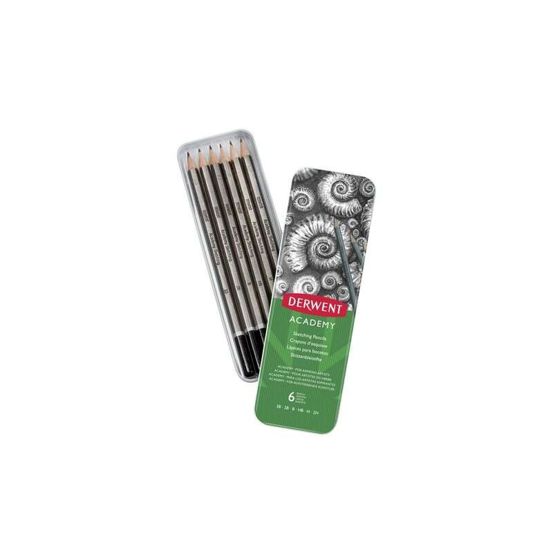 Derwent Academy Sketching Confezione da 6 matite di grafite esagonali di diverse durezze - Speciali per il disegno - Cor