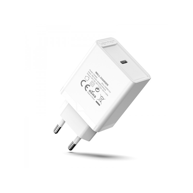 Vention Caricatore da parete USB-C 3A PD20W - Ricarica rapida - Bianco