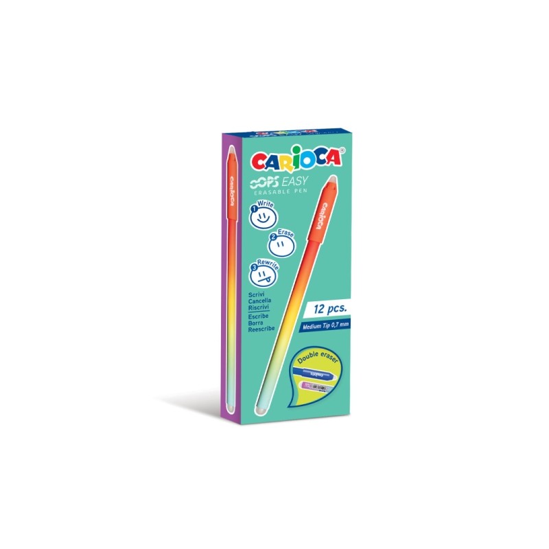 Penna a sfera cancellabile Carioca Oops Easy con punta Ø 0.7 mm - Inchiostro termosensibile - Fusto effetto degradato -
