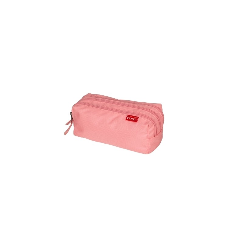 Portamatite Enri con 3 scomparti - Chiusura a cerniera - Realizzato in poliestere - Colore rosa