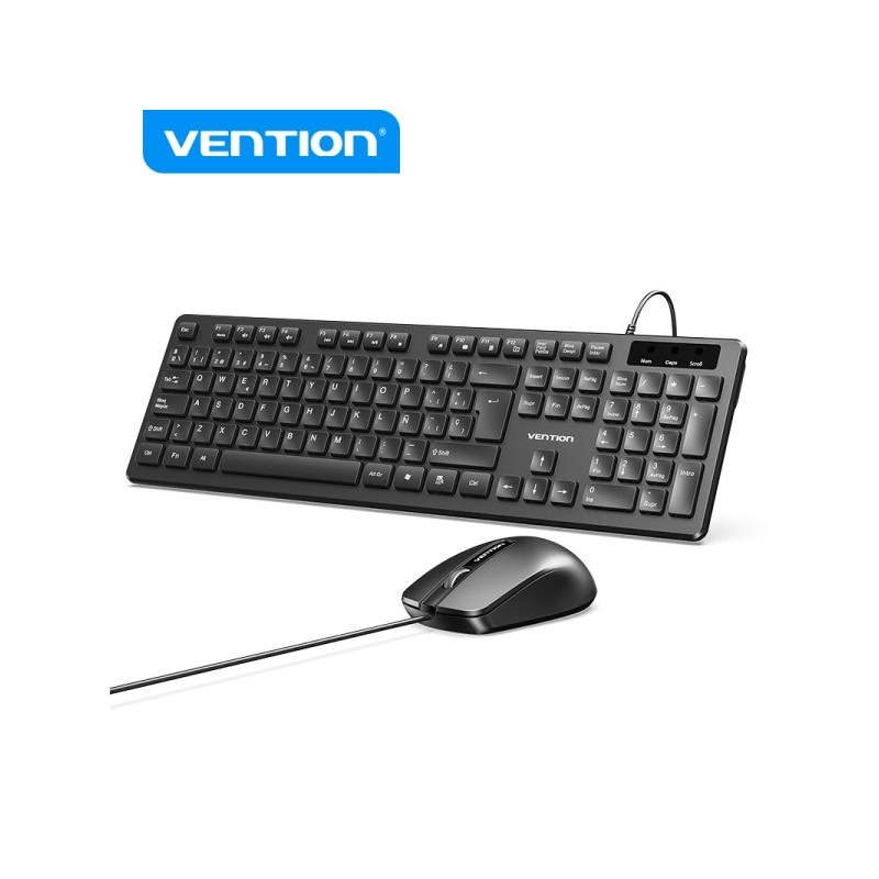 Tastiera e mouse ergonomici Vention KTC - 104 tasti - Sensore da 1200 DPI - Plug and Play - Ampia compatibilità - Color