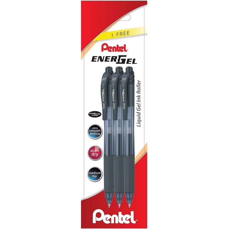 Pentel EnerGel X Confezione da 3 penne a sfera a inchiostro gel retraibile - Punta 0.7 mm - Tratto 0.35 mm - Ricaricabil