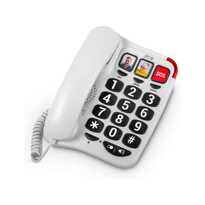 Telefono fisso SPC Senior - Tasti XXL - Chiamata con un solo tocco - Suoneria a 93Db - Compatibile con gli apparecchi ac