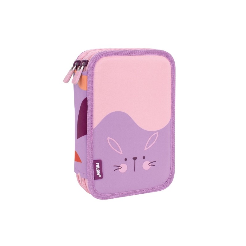 Milan Fun Animals Astuccio a 2 piani con 2 gomme. temperamatite. matita. penna a capsula. righello. 12 matite colorate e