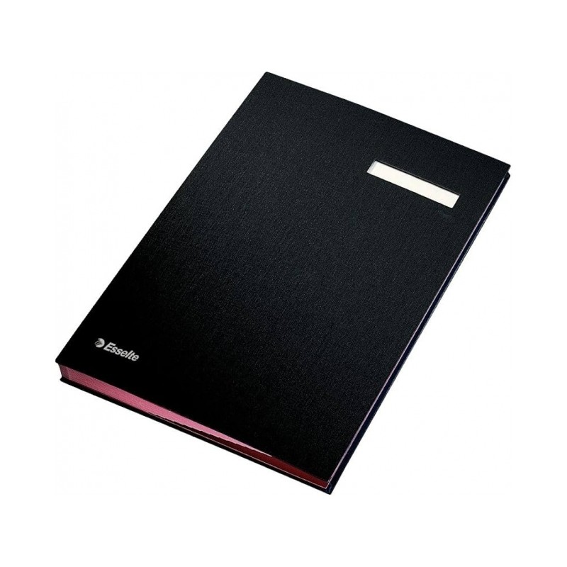Portafirme Esselte con 10 divisori - Coperture foderate in plastica - Finestra trasparente nel separatore - Colore nero