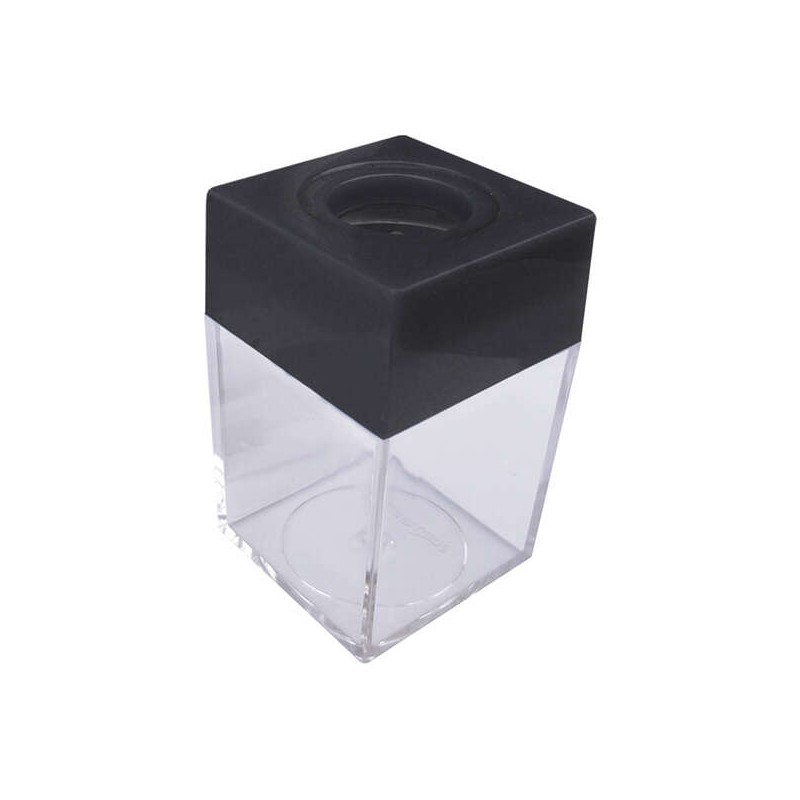 Portaclip Dohe in plastica con serbatoio trasparente - 42x42x70mm - Boccaglio nero stampato magnetico