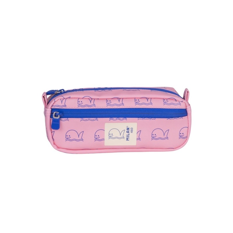 Borsa rettangolare Milan Collection 460 - 2 scomparti con cerniera - Rosa/Blu