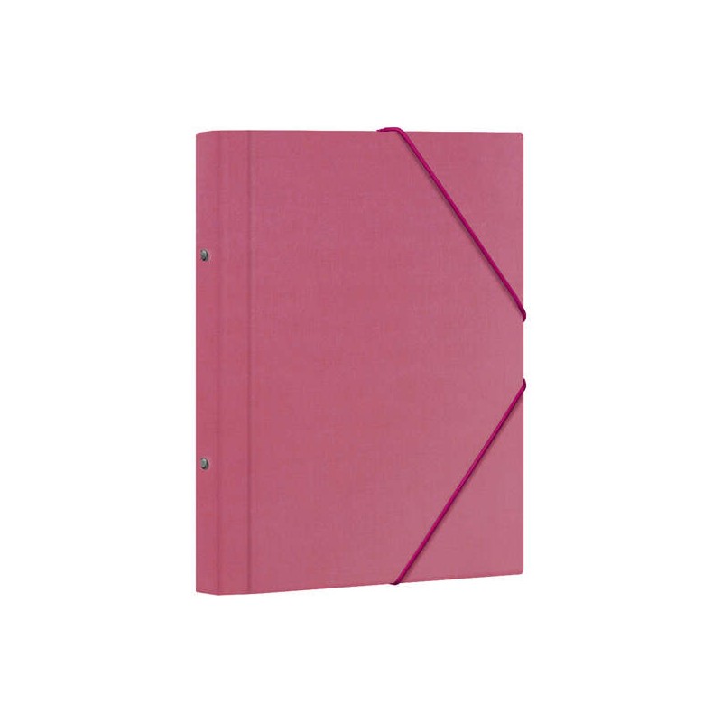 Cartella a 12 scomparti di Dohe - Formato Folio - Cartone laminato - Si chiude con elastici - Colore rosa