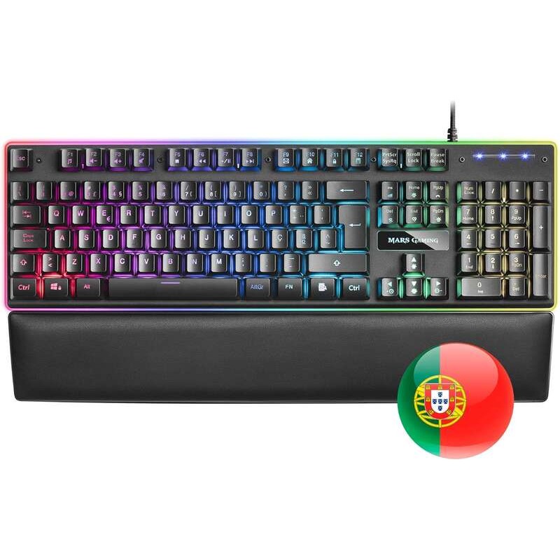 Tastiera da gioco Mars MK320 - 439x135x37 mm - H-MECH. illuminazione RGB. poggiapolsi imbottito - Ergonomia e caratteris