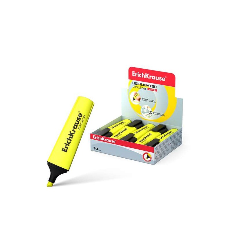 Marcatore fluorescente Erichkrause Visioline V-12 - Punta smussata - Inchiostro a base d'acqua - Colore giallo