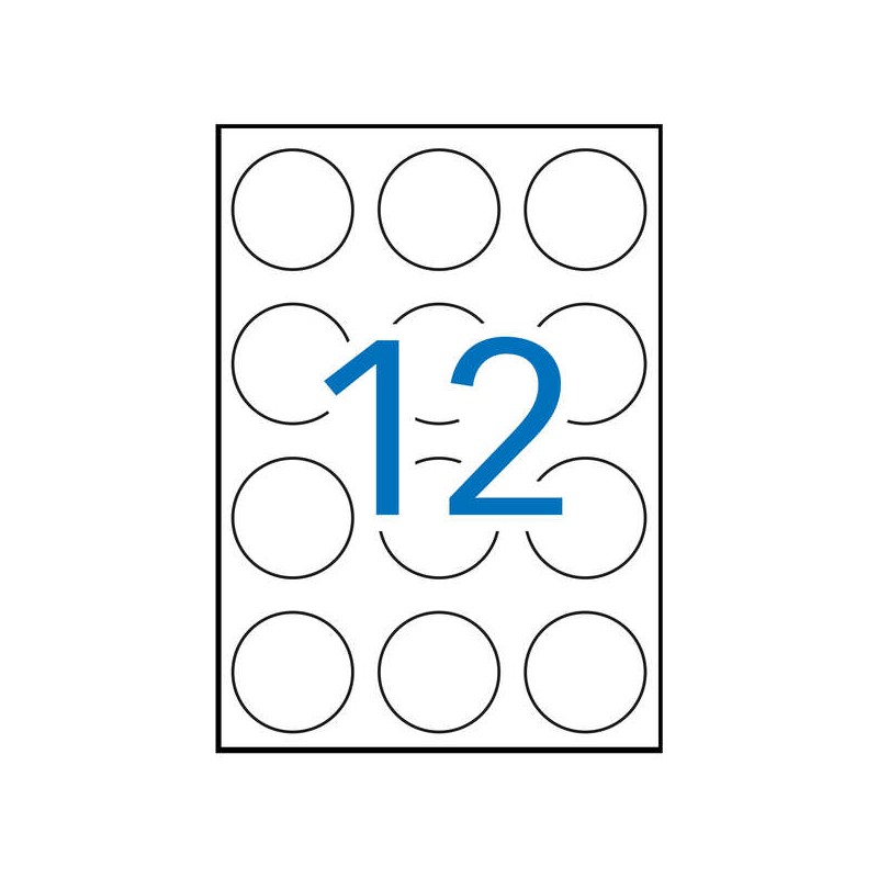 Apli Confezione da 1.200 etichette rotonde Ø 60 mm - 100 fogli per 12 etichette - Adesivo permanente - Colore bianco
