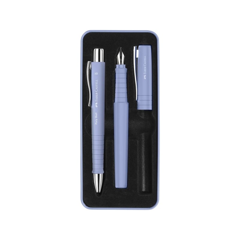 Penna a sfera e penna a sfera Faber-Castell Poly con penna B - Clip in metallo - Colore blu chiaro