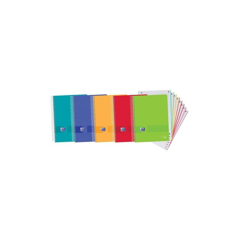 Oxford Europeanbook 8 Live e Go Confezione da 5 quaderni a spirale formato A4+ con griglia 5x5 mm - 160 fogli microperfo