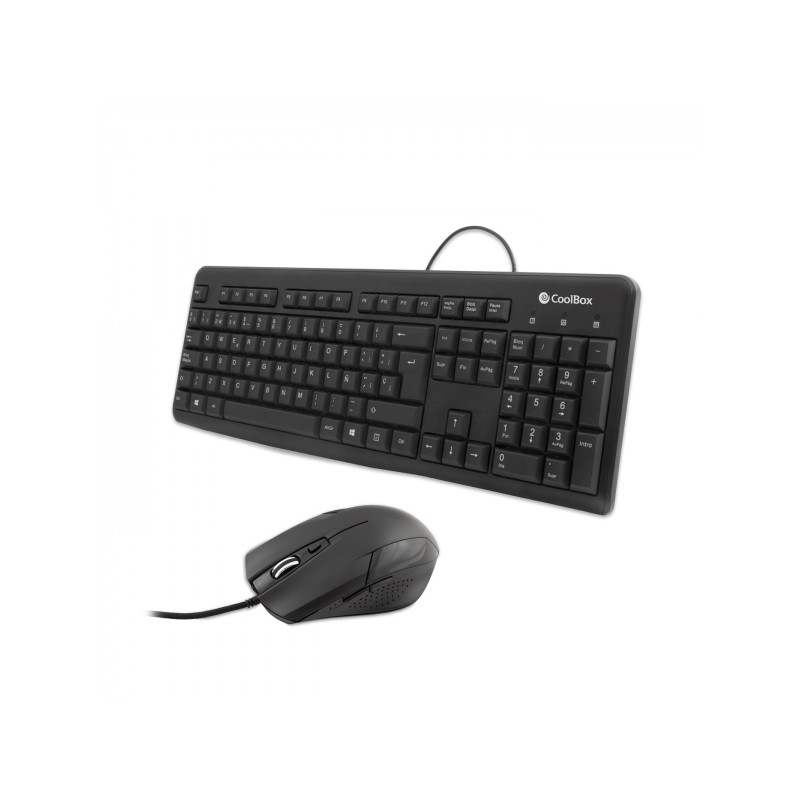 Coolbox KTR-01U Pack Tastiera USB 105 tasti + Mouse 4 tasti - Uso ambidestro - Cavo 1.50 m - Nero - Colore nero