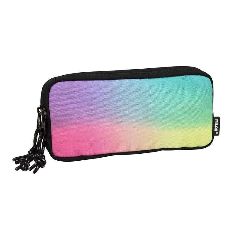 Astuccio a 3 scomparti Milan Sunset - Tessuto resistente agli strappi - Dimensioni 22x11x6.5 cm - Colore nero