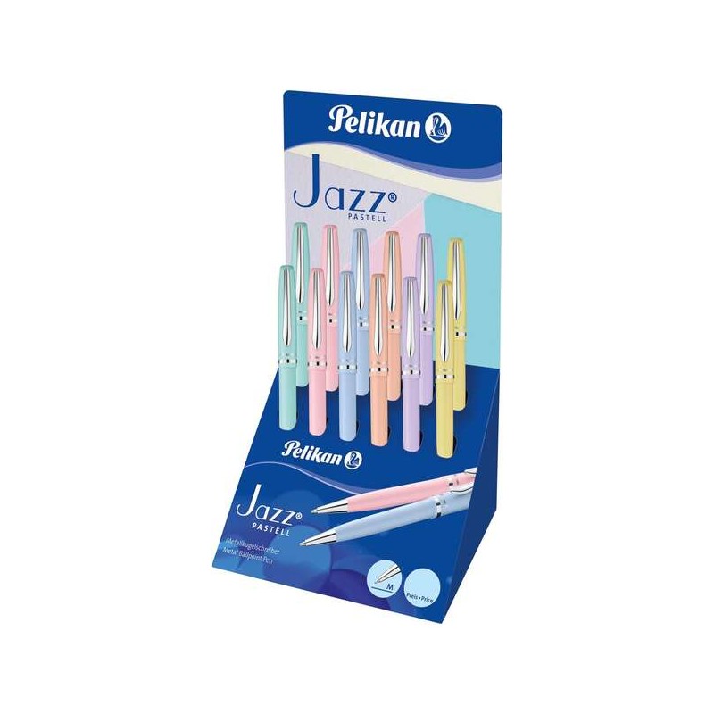 Pelikan Display 12 Jazz Pastel Penna a sfera - Punta fine - Inchiostro di qualità - Colori pastello