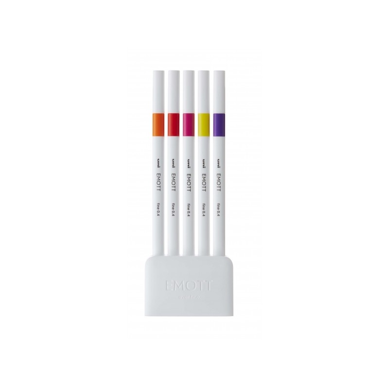 Uni-ball PEM-SY Set Nº2 Emott Passion Colors Confezione da 5 pennarelli a tratto fine - Punta da 0.4 mm - Inchiostro a 
