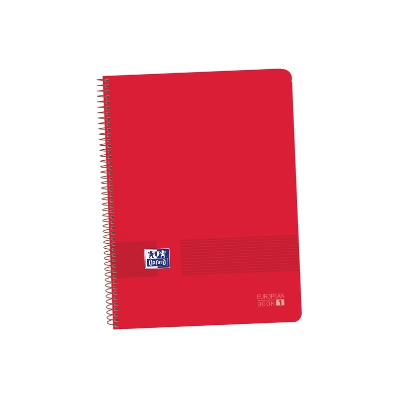 Quaderno europeo Oxford LiveeGo A4+ - Copertina in plastica - 80 fogli - Formato 1.5x5 - Colore rosso