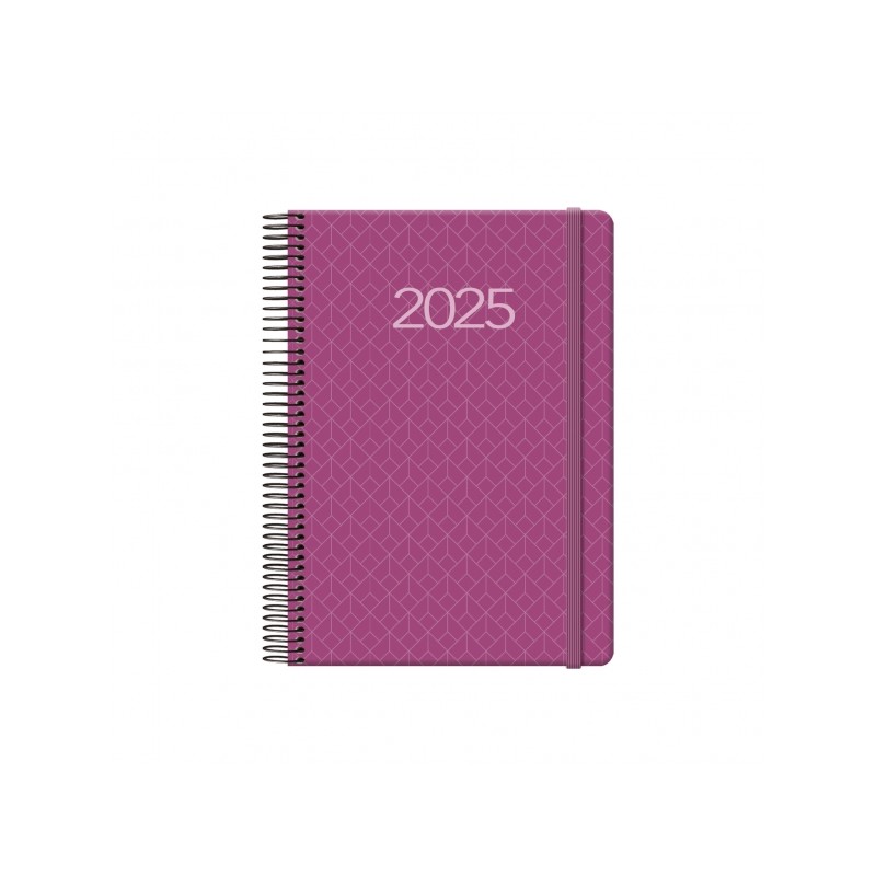 Agenda annuale Dohe Newport - Pagine giornaliere - Rilegatura a spirale in metallo - Chiusura con elastico - Sabato e do