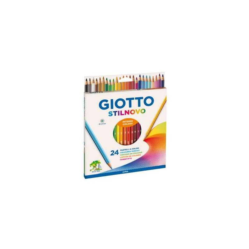 Giotto Stilnovo Confezione da 24 matite colorate esagonali - mina 3.3 mm - Legno - Colori assortiti