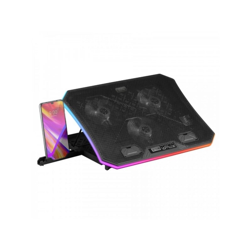 Mars Gaming MNBC6 Base di raffreddamento - 10 modalità di illuminazione ARGB - Griglia metallica - Supporto ergonomico 