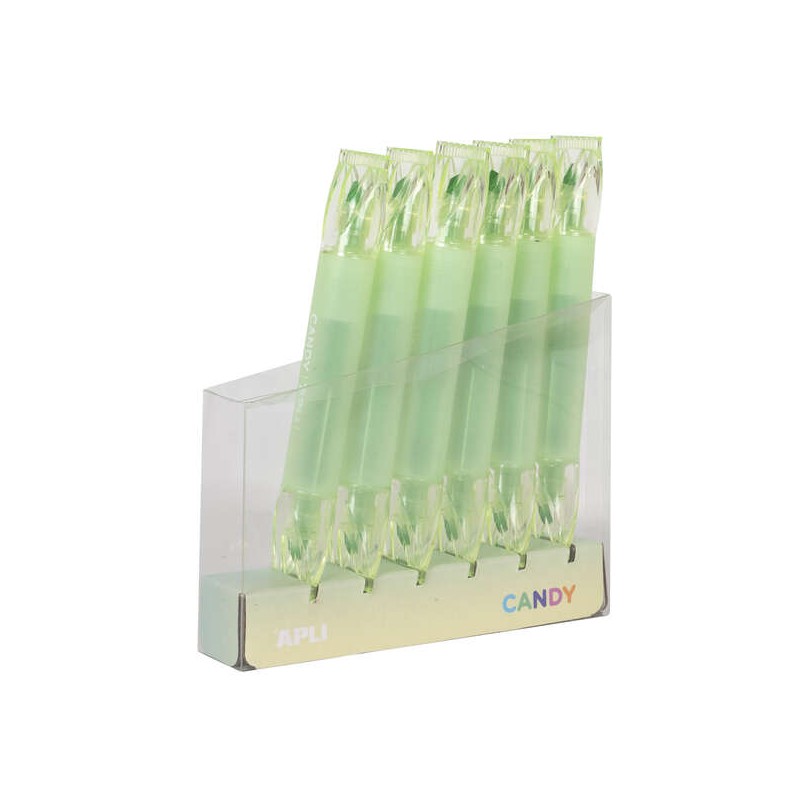 Apli Candy Confezione da 6 pennarelli a doppia punta 5 mm piatti e 2 mm rotondi - Ideali per agende. quaderni e calendar