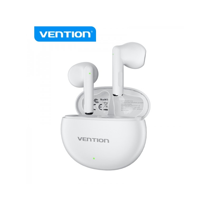 Auricolari Bluetooth 5.3 Vention con custodia di ricarica - Durata della batteria 6 ore ELF 06 - Bianco