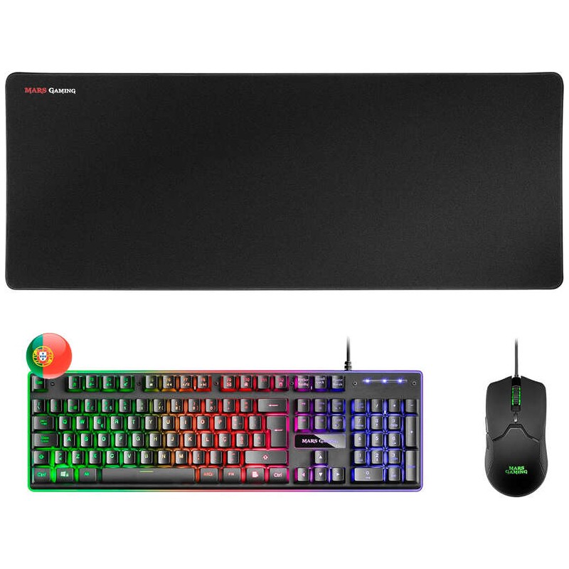 Mars Gaming Pack Premium Tastiera ibrida H-MECH - Mouse ultraleggero 10K - Mousepad XXL - Tecnologia H-MECH - Illuminazi
