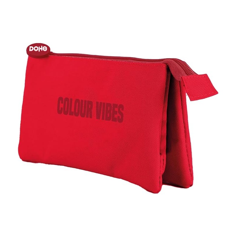 Marsupio triplo Dohe Colour Vibes - Chiusura a doppia zip con tiretto gommato - Rosso