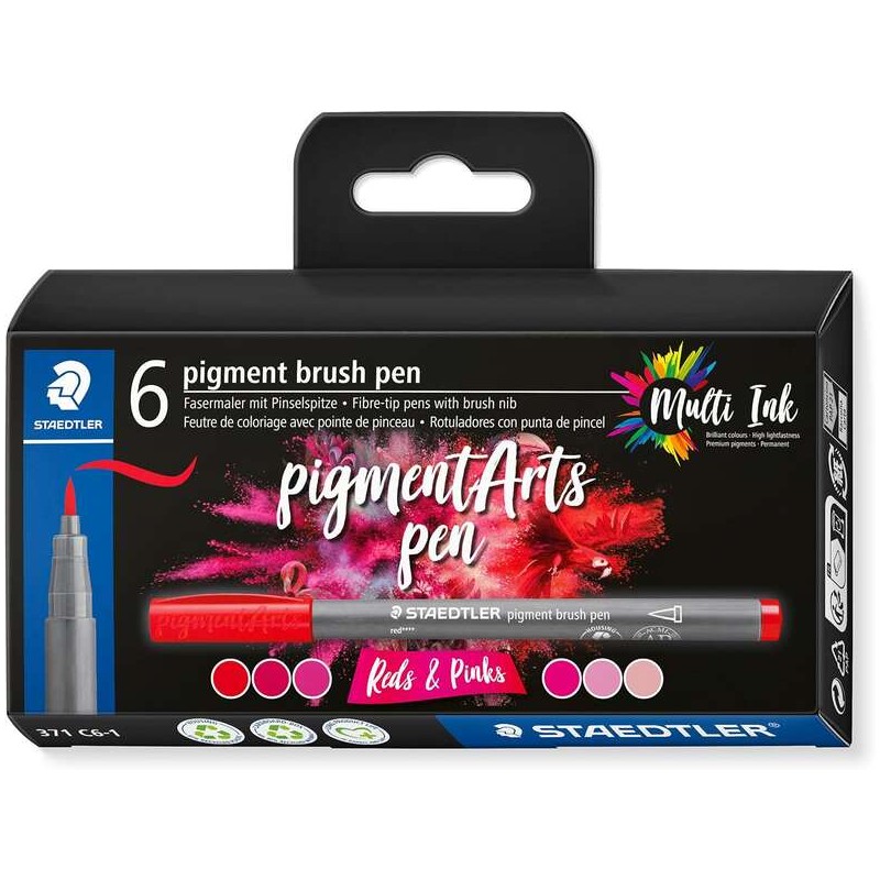 Staedtler 371 Confezione da 6 punte di pennello morbide - Colori vivaci e brillanti - Non ingialliscono nel tempo - Nuov