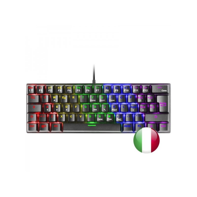 Tastiera meccanica da gioco Mars Gaming MK60 - Ultra-compatta 60% - Interruttori antipolvere - Illuminazione RGB - Anti-