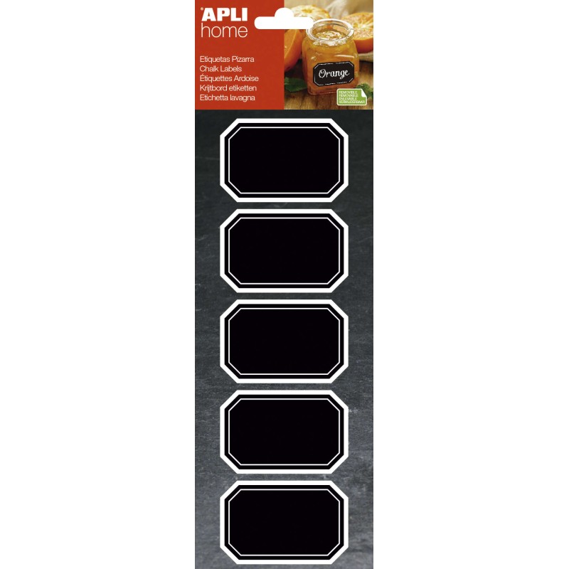 Apli Home Confezione da 10 adesivi ottagonali per lavagna 65x41 mm - Adesivo rimovibile - Scrivibile con gesso liquido o