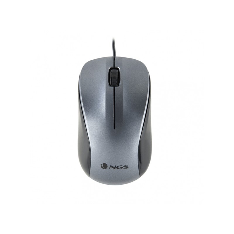 NGS Crew Mouse USB 1200dpi - 3 pulsanti - Utilizzo ambidestro - Cavo da 1.30 m - Grigio/Nero - Colore Grigio/Nero