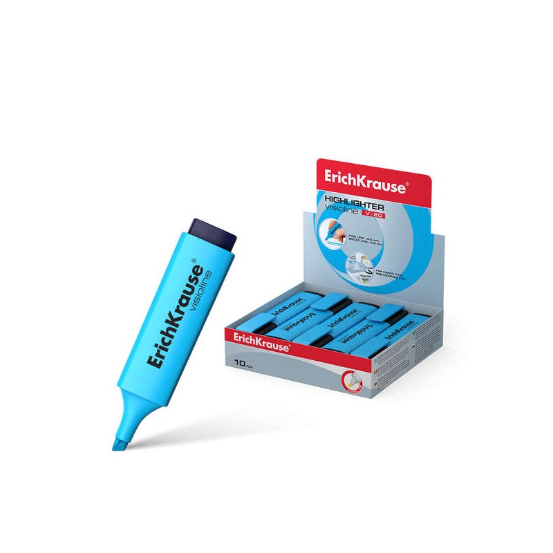 Erichkrause Visioline V-20 - Marcatore di testo - Punta smussata - Inchiostro fluorescente a base d'acqua - Colore blu