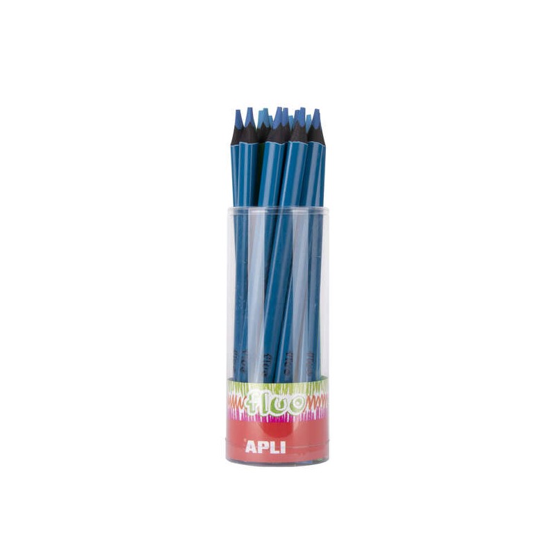 Matite triangolari Apli Jumbo Fluor spessore 5 mm - Migliore impugnatura e maggiore copertura - Colore blu fluoro