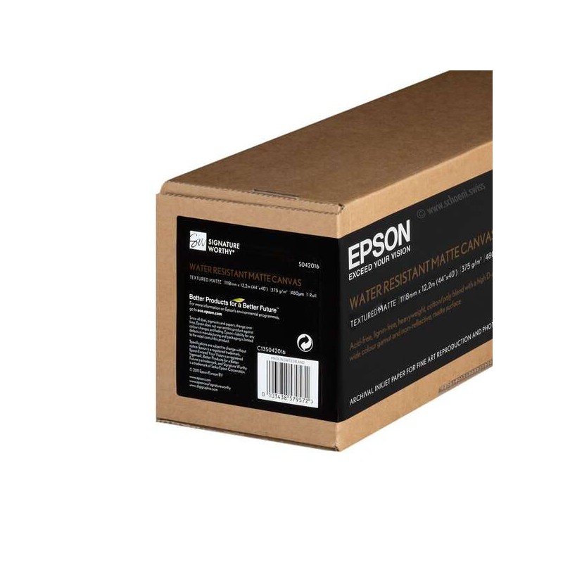 Rotolo di carta telata opaca resistente all'acqua Epson. 44 x 12.2 m. 375 g/m². 375 g/m².