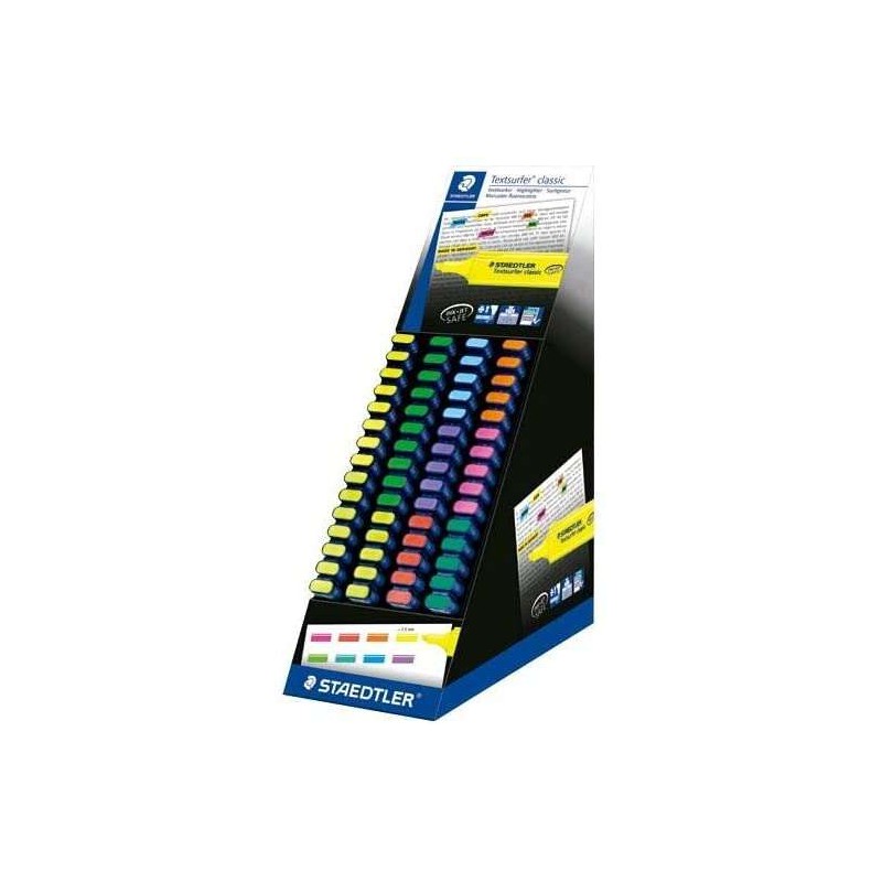 Staedtler Textsurfer Classic 364 Display da 60 evidenziatori - Punta smussata 1 - 5 mm circa - Asciugatura rapida - Colo