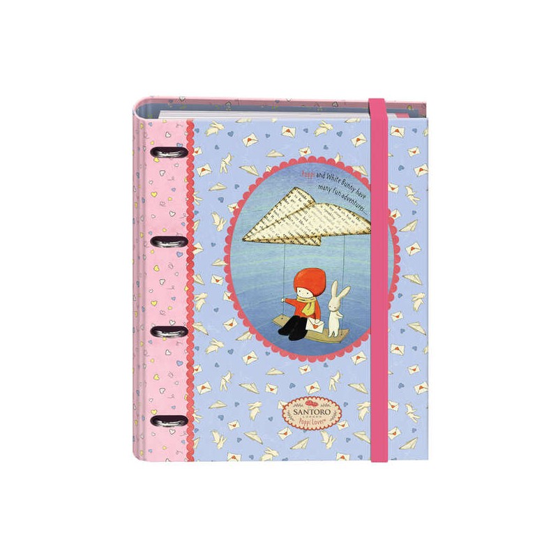 Dohe Santoro Poppi Loves Messenger Raccoglitore a 4 anelli formato A4 con ricarica da 100 pagine - 4 divisori colorati -
