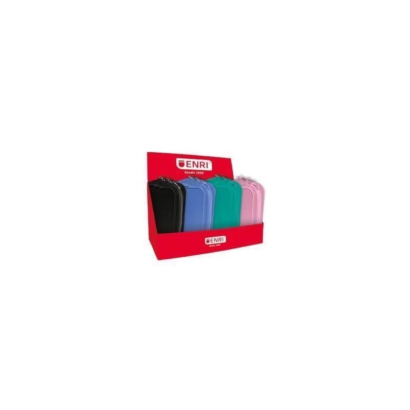 Display Enri da 20 custodie in silicone - Chiusura a cerniera - Maniglia per il trasporto - Colori nero. blu. azzurro. b