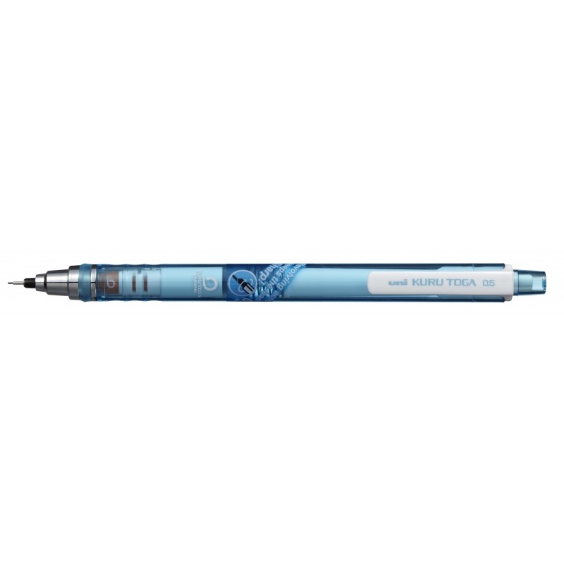 Matita meccanica Uni-ball Kuru Toga M5-450T - Larghezza linea 0.5 mm - Sistema a torsione - Gomma a pulsante - Colore bl
