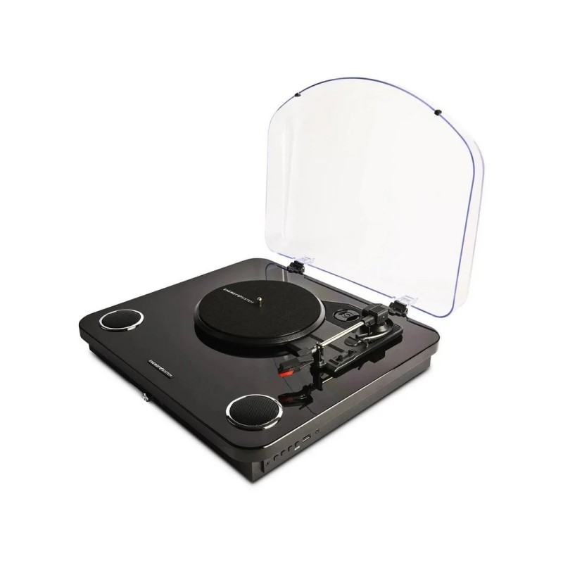 Energy Sistem BlackSpin Lettore di dischi Bluetooth con altoparlanti 10W - Funzione Auto-Stop - Registrazione USB - Comp
