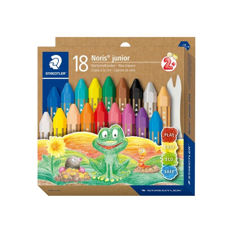 Staedtler Noris Junior Confezione da 18 pastelli extra spessi - Forma esagonale - Colori assortiti