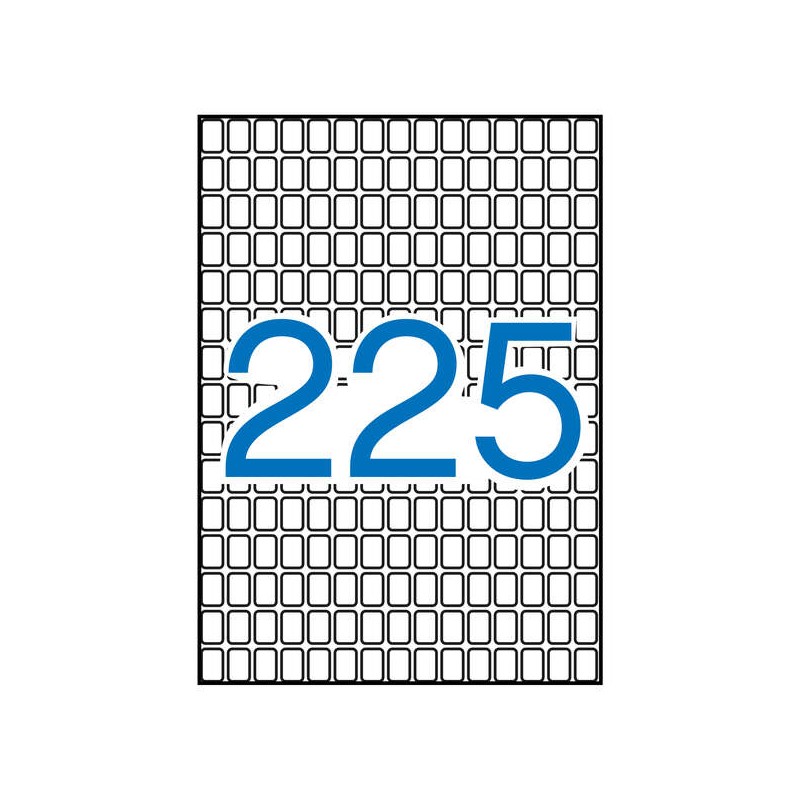 Apli Confezione da 3.375 Etichette rettangolari 8x12mm - 15 fogli A5 per 225 etichette - Adesivo permanente - Bianco - C