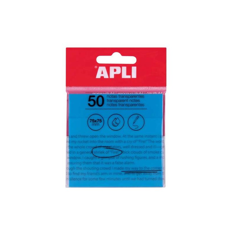 Apli Transparent Sticky Notes - 50 fogli 75x75mm - Per scrivere senza perdere la visibilità del testo o dell'immagine -
