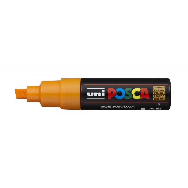Posca PC-8K Pennarello a base d'acqua - Punta smussata acrilica 8 mm - Linea spessa - Resistente alla luce - Non permane
