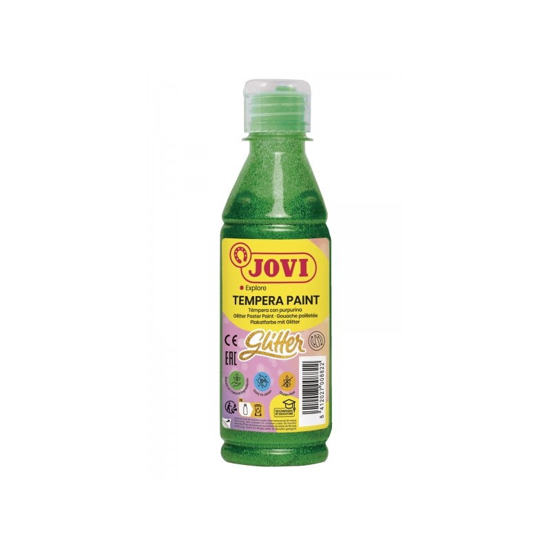 Jovi Glitter Tempera liquida all'acqua 250ml - Particelle glitterate - Prestazioni eccellenti - Asciugatura rapida - Flu