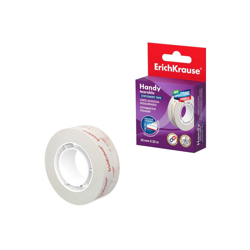 Erichkrause Nastro adesivo resistente allo strappo 18mm?33m - Alta trasparenza - Resistente alla luce