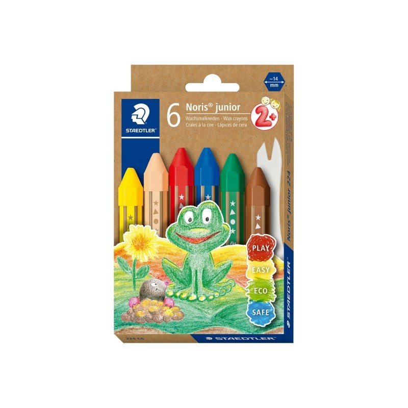 Staedtler Noris Junior confezione da 6 pastelli extra spessi - Forma esagonale - Colori assortiti
