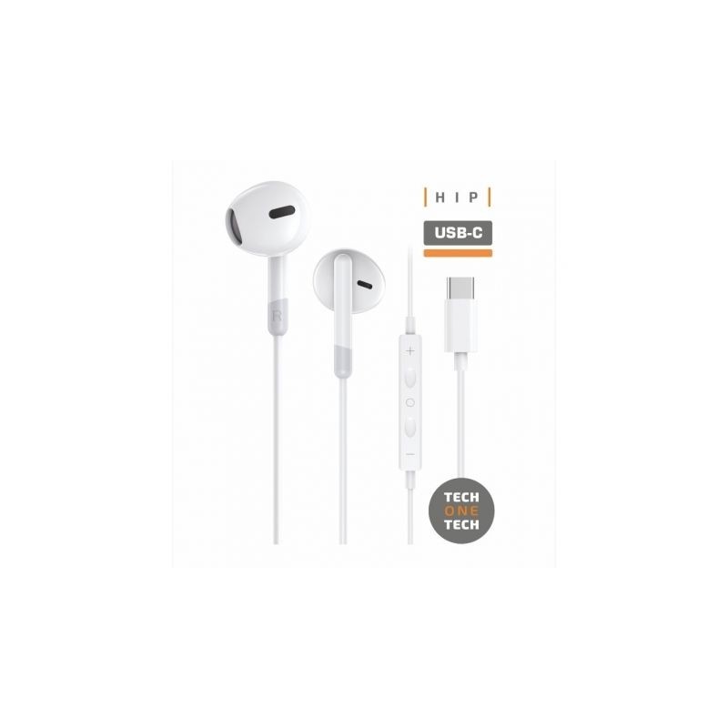 Cuffie USB-C intraurali TechOneTech ear Tech Hip - Microfono integrato - Assistente vocale - Cavo da 1.20 m
