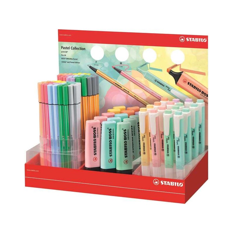 Stabilo Pastel Collection Display di 111 pennarelli e marcatori fluorescenti - 15 Boss. 16 Swing Cool. 40 Point 88 e 40 